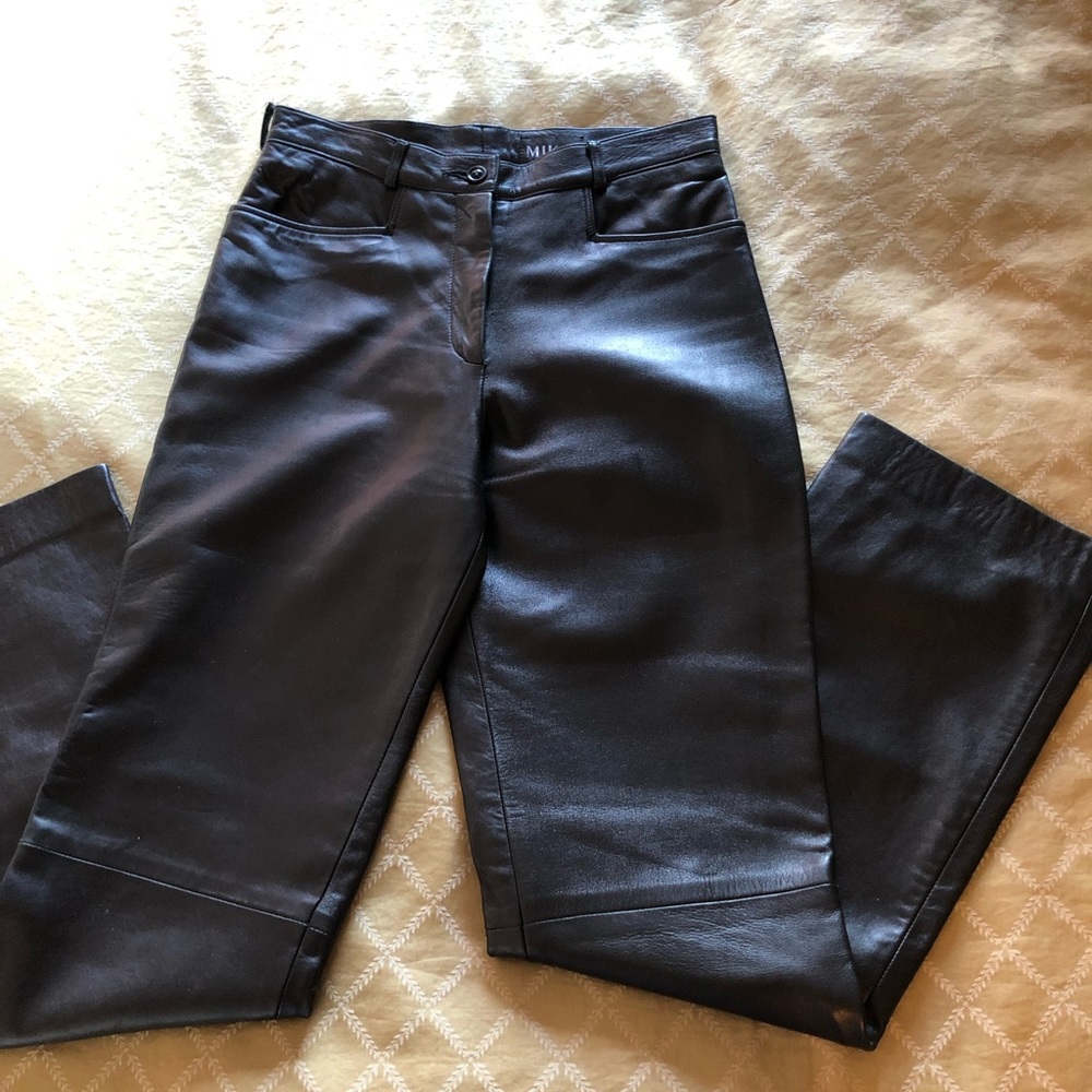 Vintage black leather lined pants, size 6